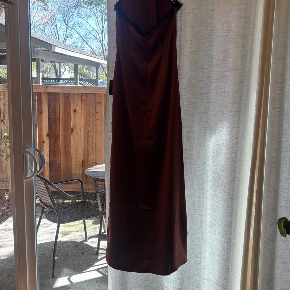Lulu's Bronze Satin Maxi Dress - Picture 7 of 7